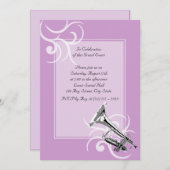 Trompete Vollfarbe Einladung (Vorne/Hinten)