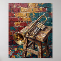 Trompeten Kunst Nr. 1 Vintage-Gemälde