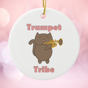 Trompeten-Stamm Braune Katze Pink Keramik Ornament