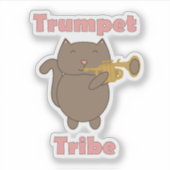 Trompeten-Stammes-Katzen-Musik Aufkleber (Vorderseite)