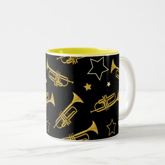 Trompeten und Stars Monogram Zweifarbige Tasse (VorderseiteRechts)