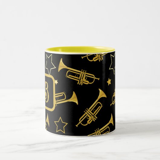 Trompeten und Stars Monogram Zweifarbige Tasse (Mittel)