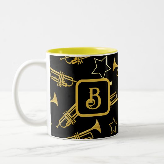 Trompeten und Stars Monogram Zweifarbige Tasse (Links)