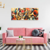 Trompetenisches abstraktes Kunstnetz Leinwanddruck (Insitu (Wohnzimmer))