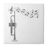 Trompetenmusiker mit Musiknote Fliese (Vorderseite)