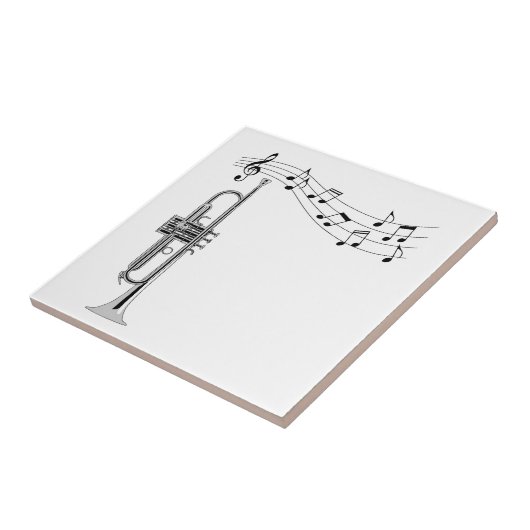 Trompetenmusiker mit Musiknote Fliese (Seite)