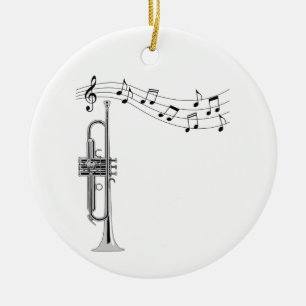 Trompetenmusiker mit Musiknote Keramik Ornament