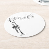 Trompetenmusiker mit Musiknote Runder Pappuntersetzer (Angewinkelt)