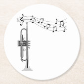 Trompetenmusiker mit Musiknote Runder Pappuntersetzer (Vorderseite)