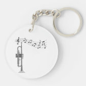 Trompetenmusiker mit Musiknote Schlüsselanhänger (Rückseite)