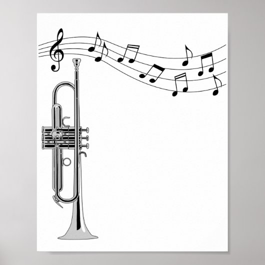 Trompetenmusiker mit Musiknoten Poster (Vorne)
