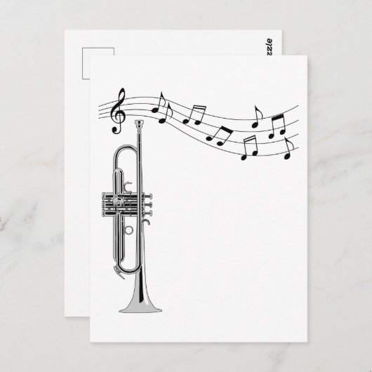 Trompetenmusiker mit Musiknoten Postkarte (Vorne/Hinten)