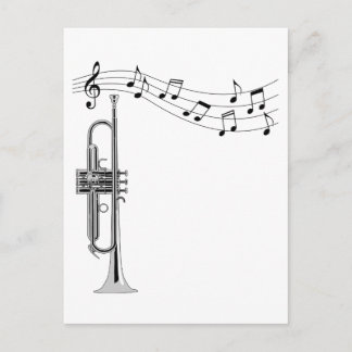 Trompetenmusiker mit Musiknoten Postkarte