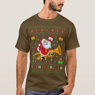Trompetenmusikliebhaber hässlicher Weihnachtsmann T-Shirt
