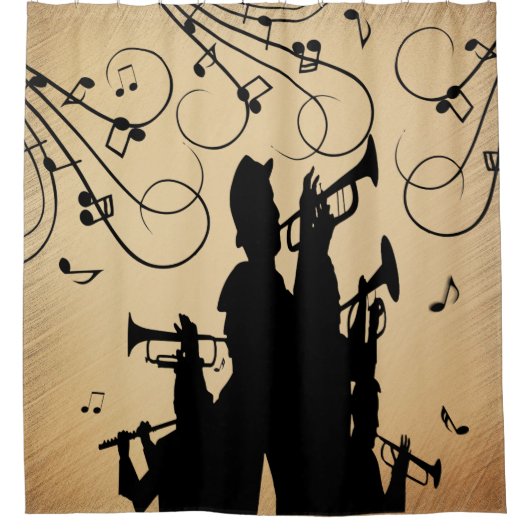 Trompetensektion Rustikale Musik Duschvorhang (Vorderseite)