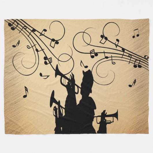 Trompetensektion Rustikale Musik Fleecedecke (Vorderseite (Horizontal))