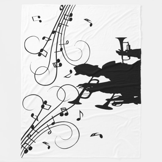 Trompetensektion Schwarz-Weiß-Musik Fleecedecke (Vorderseite)