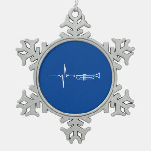 Trompeter Herzschlag Trompeter Geschenk Schneeflocken Zinn-Ornament