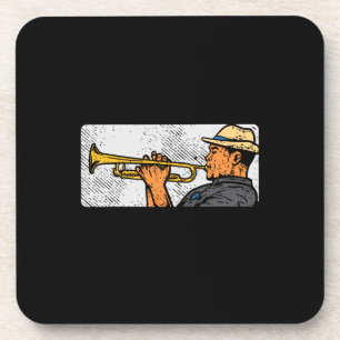 Trompeter Retro Trompete Jazz Musik Getränkeuntersetzer