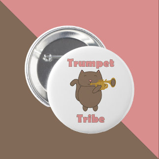 Trompeter-Stamm-Katze Lustig Rosa Button