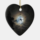 Trompeter Swan Flug unter einem Vollwintermond Keramik Ornament (Rechts)