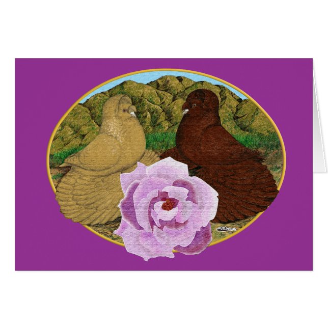 Trompeter Tauben und Rose (Vorderseite (Horizontal))