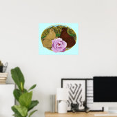 Trompeter Tauben und Rose Poster (Heimbüro)