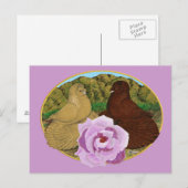 Trompeter Tauben und Rose Postkarte (Vorne/Hinten)