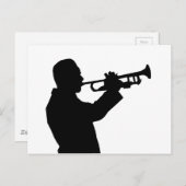 Trompeter, Trompete-Player-Silhouette Postkarte (Vorne/Hinten)