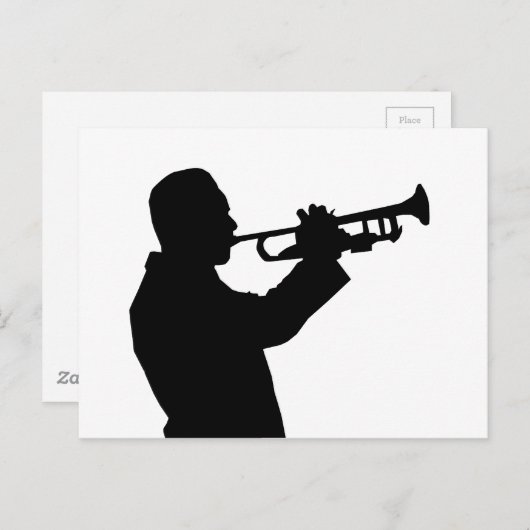 Trompeter, Trompete-Player-Silhouette Postkarte (Vorne/Hinten)