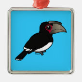TrompeterHornbill Silbernes Ornament (Vorne)