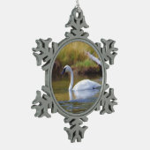 Trompeters-Schwan Schneeflocken Zinn-Ornament (Links)