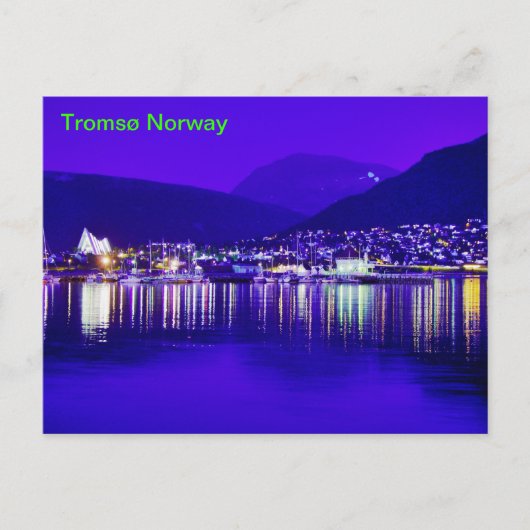 Tromsø Norwegen bei der Nachtpostkarte Postkarte (Vorderseite)