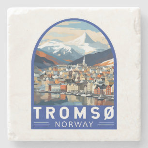 Tromsö Norwegen Reise Kunst Vintage Steinuntersetzer