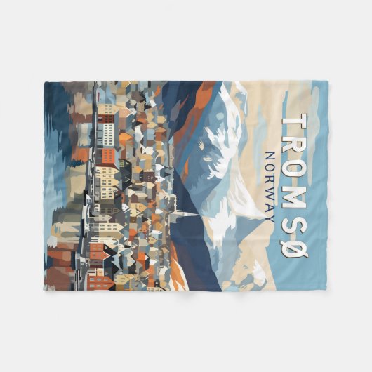 Tromso Norwegen Reisen Vintag Fleecedecke (Vorderseite (Horizontal))
