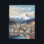 Tromso Norwegen Reisen Vintag Fleecedecke<br><div class="desc">Tromso Retro Vektor-Reise-Design. Tromsø ist eine Stadt in der Gemeinde Tromsø im Landkreis Troms,  Norwegen.</div>