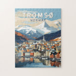 Tromso Norwegen Reisen Vintag Puzzle<br><div class="desc">Tromso Retro Vektor-Reise-Design. Tromsø ist eine Stadt in der Gemeinde Tromsø im Landkreis Troms,  Norwegen.</div>