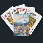 Tromso Norwegen Reisen Vintag Spielkarten<br><div class="desc">Tromso Retro Vektor-Reise-Design. Tromsø ist eine Stadt in der Gemeinde Tromsø im Landkreis Troms,  Norwegen.</div>