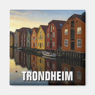 Trondheim Bakklandet Norwegen Reisen Magnet