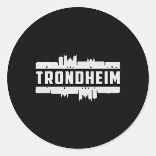 Trondheim Norwegen City Skyline Cityscape Funny Gi Runder Aufkleber