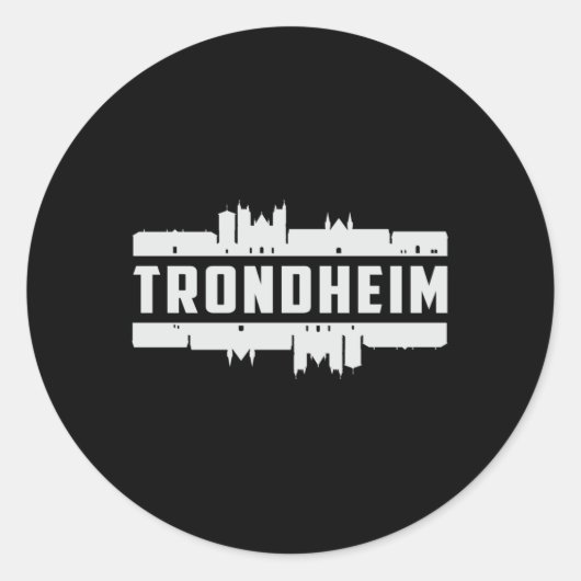 Trondheim Norwegen City Skyline Cityscape Funny Gi Runder Aufkleber (Vorderseite)