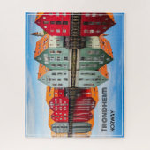 Trondheim Norwegen Fjord Rot und Grüne Zuhause Ger Puzzle (Vertikal)