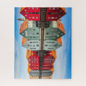 Trondheim Norwegen Fjord Rote und Grüne Zuhause Puzzle (Vertikal)