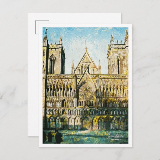 Trondheim Norwegen Schöne Ölgemälde Stadt Postkarte (Vorne/Hinten)