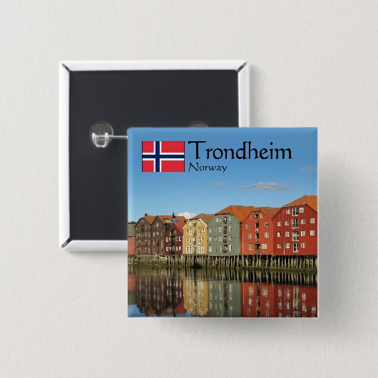 Trondheim Norwegen Souvenir Button (Vorne & Hinten)