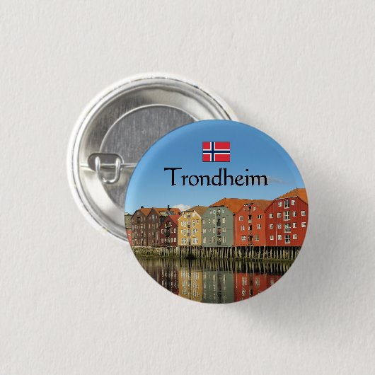 Trondheim Norwegen Souvenir Button (Vorne & Hinten)