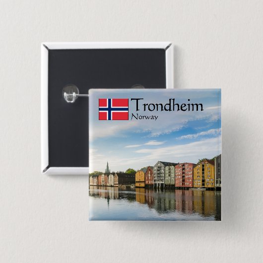 Trondheim Norwegen Souvenir Button (Vorne & Hinten)
