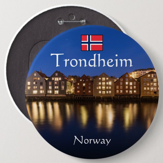 Trondheim Norwegen Souvenir Button (Vorne & Hinten)