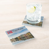 Trondheim Norwegen Souvenir Glasuntersetzer (Schrägansicht)
