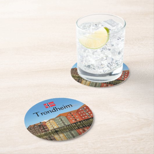 Trondheim Norwegen Souvenir Runder Pappuntersetzer (Vor Ort)